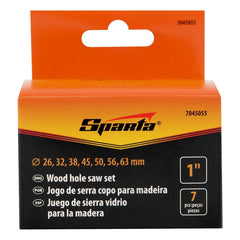 Jogo De Serra Copo Aço Rápido 26-63mm 25,4mm 7 Peças Para Madeira E Mdf Sparta 7045055