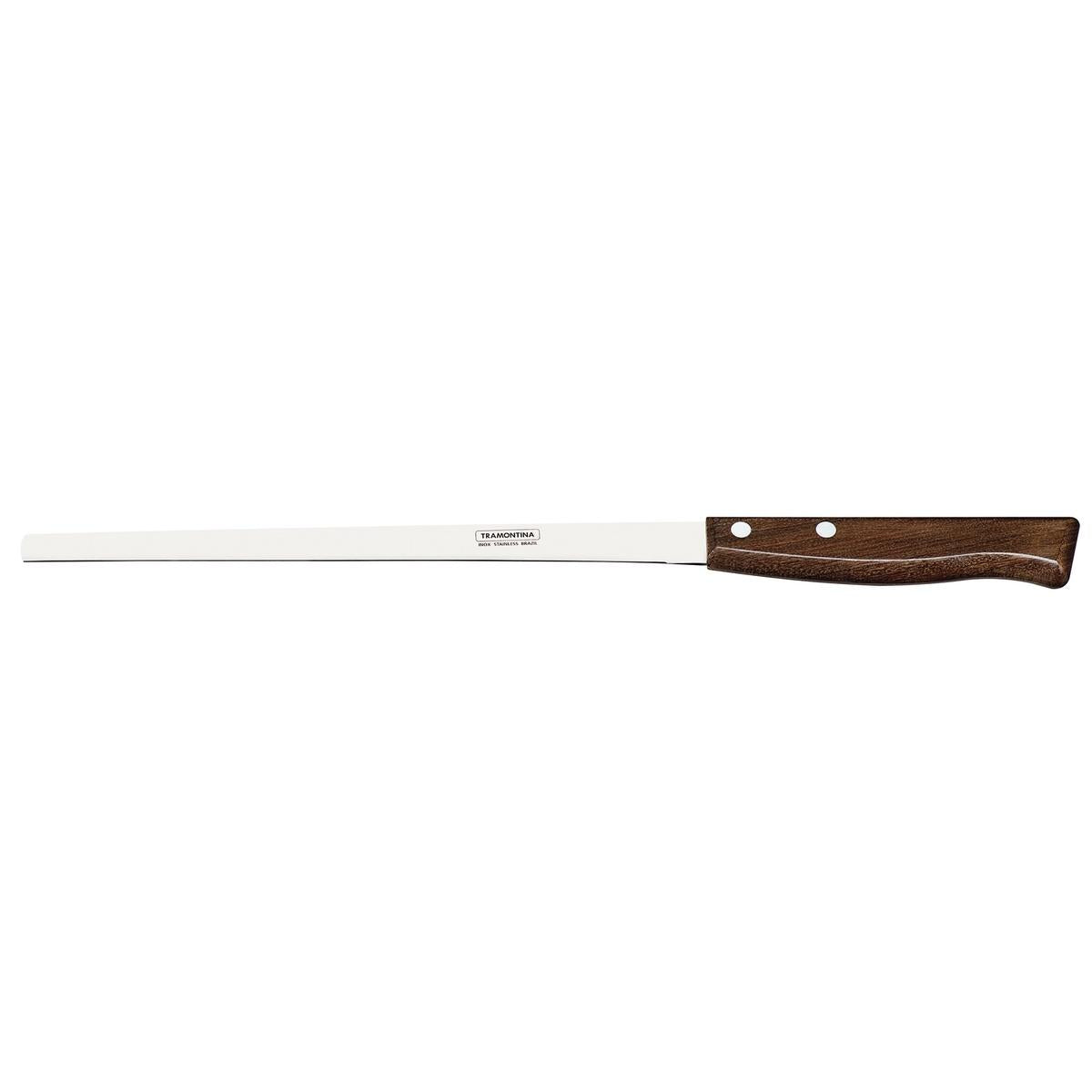 Faca Para Fiambres Tramontina Tradicional 9 Polegadas 23cm Aço Inox Cabo Madeira Natural Resistente
