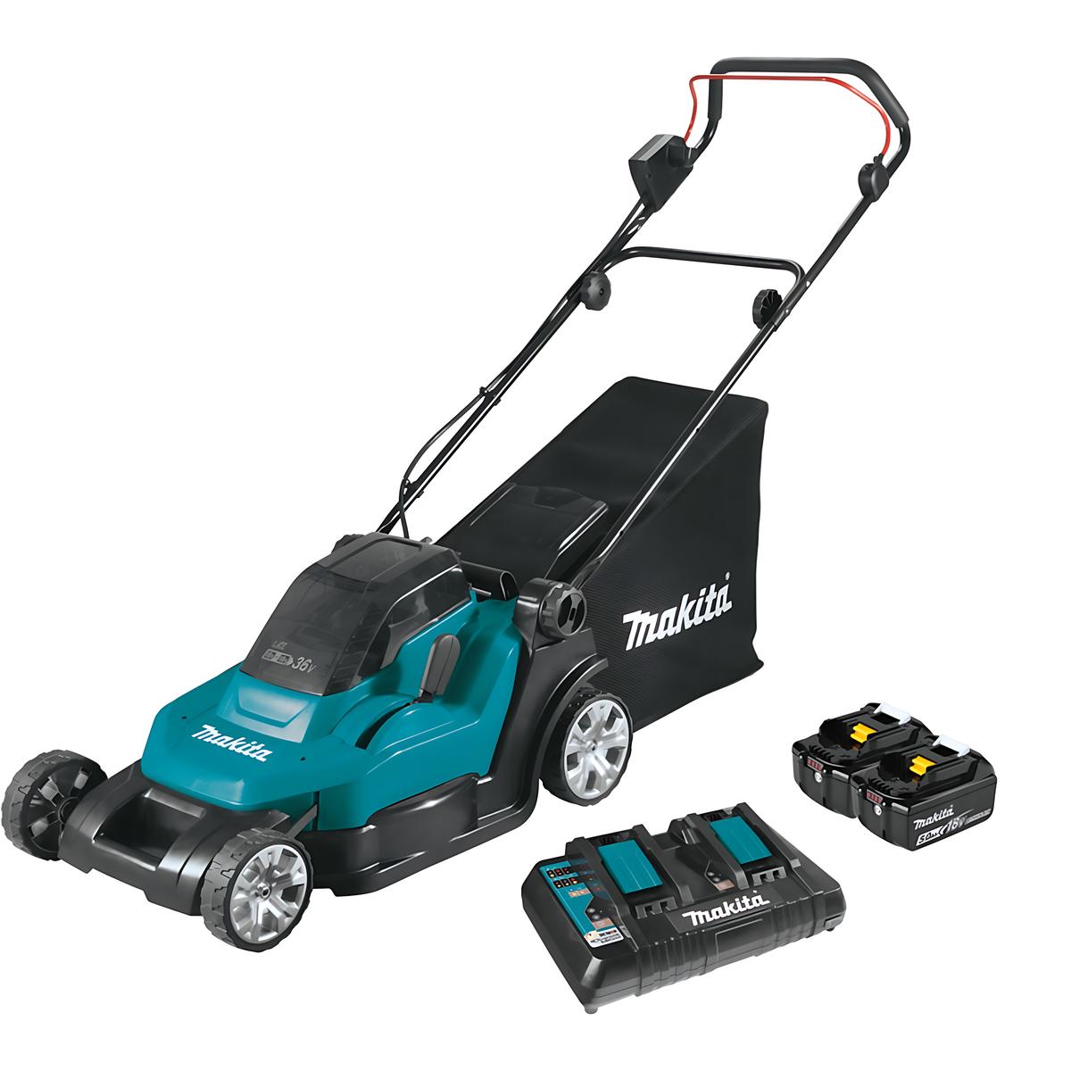 Carrinho Cortador de Grama Sem Fio 36V Potência 950W Com 2 Baterias Recolhedor DLM432PT2 220V Makita