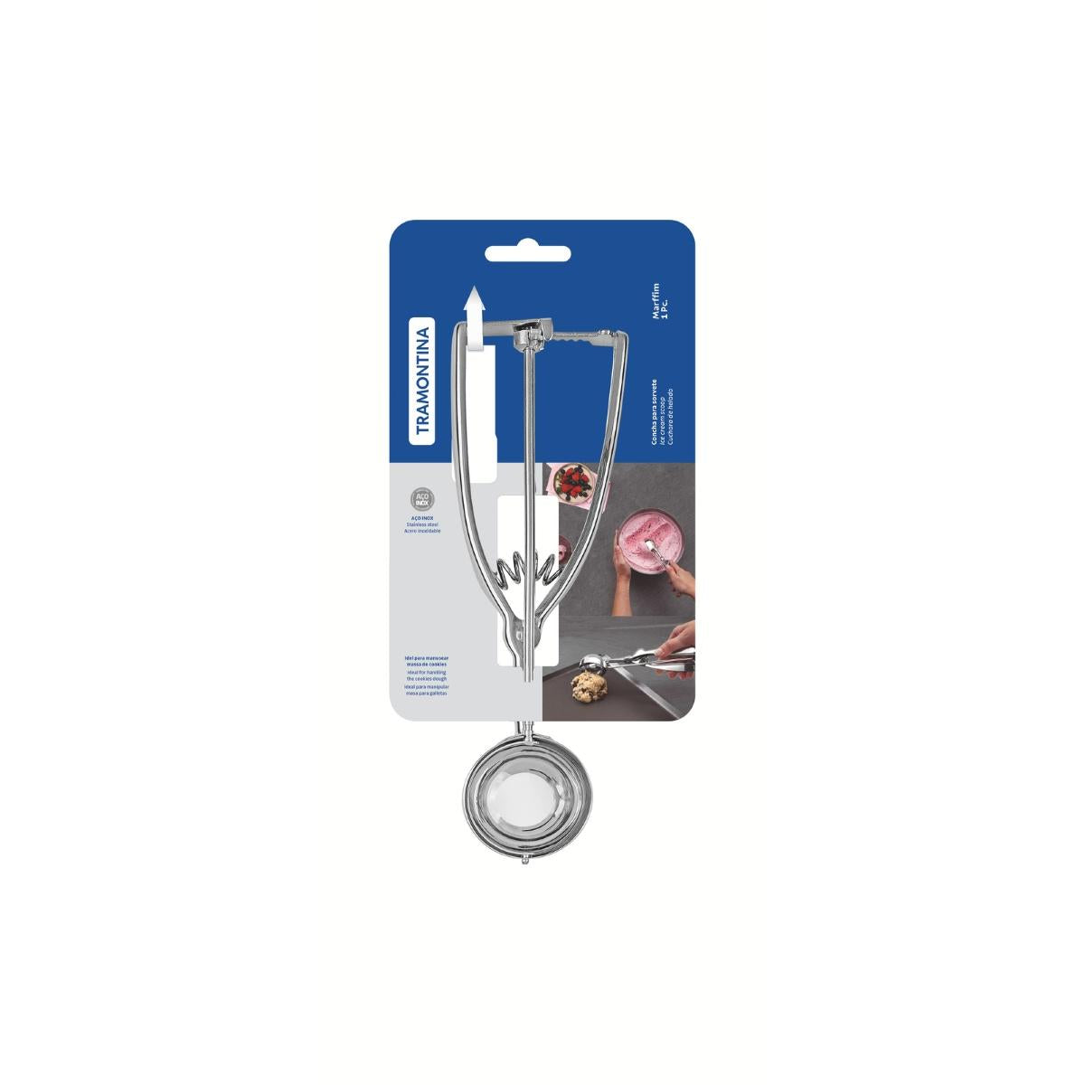 Colher Para Sorvete Tramontina Marffim Em Aço Inox Com Sistema Extrator Profissional De Alta Durabilidade