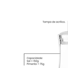 Moedor De Sal E Pimenta Tramontina Realce 150g Acrílico E Inox Moinho Cerâmica