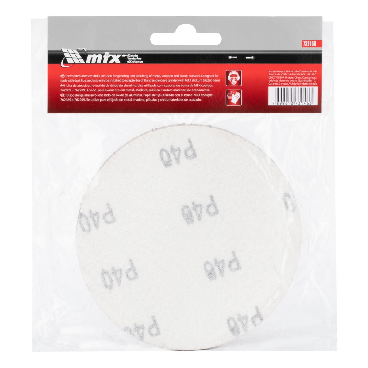 Disco De Lixa Com Velcro 115 mm Grão 40 10 Peças Mtx Para Desbaste Pesado E Madeira