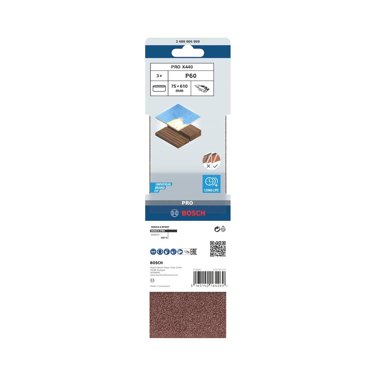 Cinta De Lixa Bosch Pro X440 75X610mm Grano 60 3Un