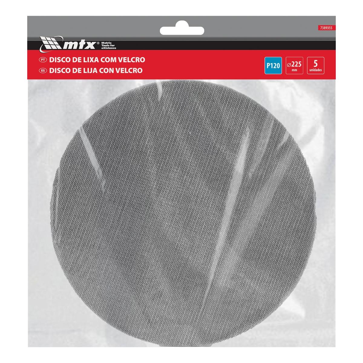 Disco de Lixa Telado com Velcro para Parede e Teto Grão 120 Diâmetro 225mm 5 Peças