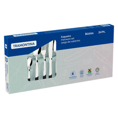 Faqueiro Tramontina Buzios 24 Pecas Em Aco Inox Servico De Mesa Completo Com Facas De Churrasco