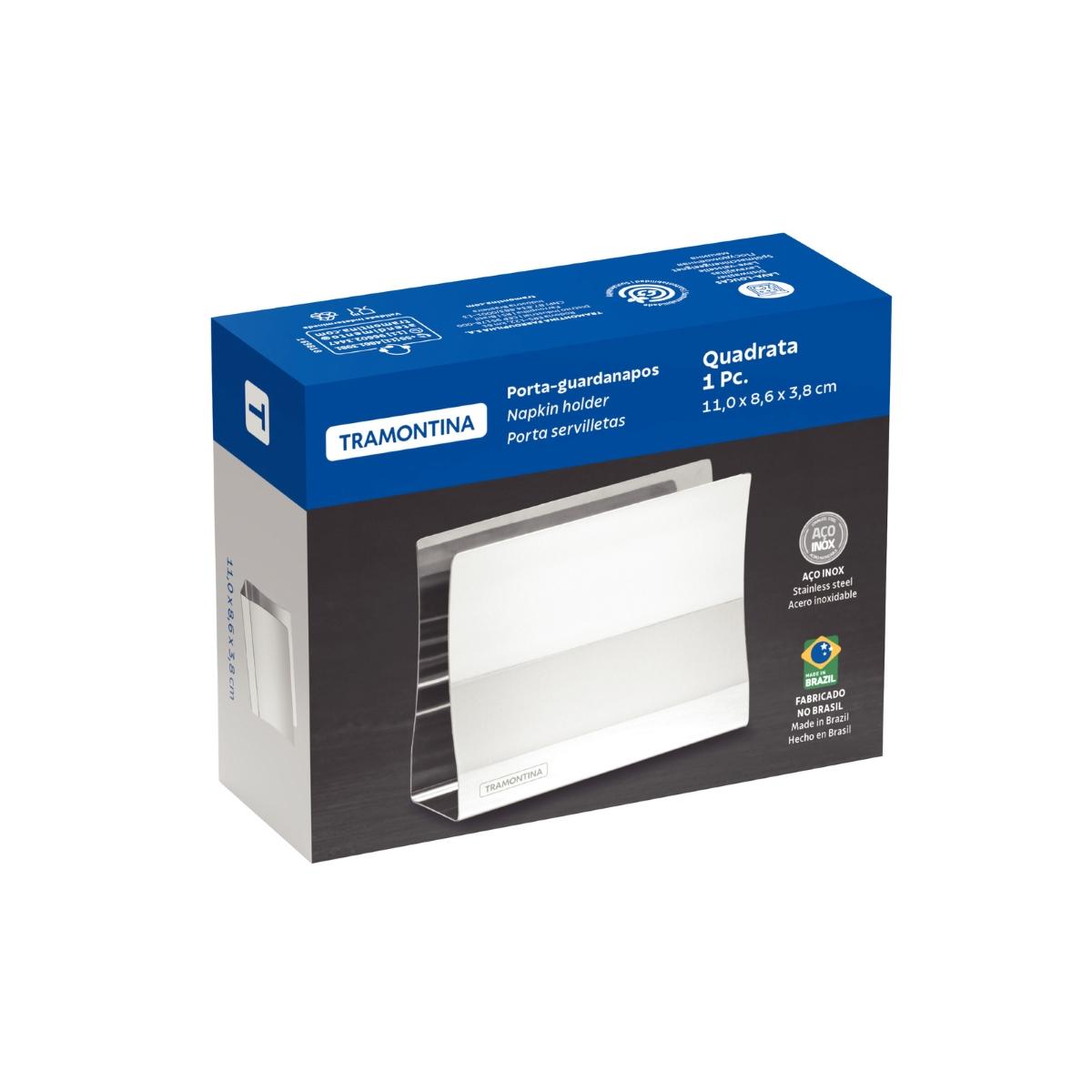 Porta-guardanapos Tramontina Quadrata Aço Inox Acabamento Brilho Mesa Posta Sofisticado Premium