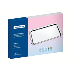 Bandeja Retangular Tramontina Buena 49x33 Cm Em Aço Inox Acabamento Fosco Para Servir
