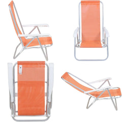 Cadeira Lazy Reclinável 4 Posições Alumínio Laranja Bel