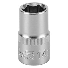 Soquete Sextavado 14 Mm Encaixe 1/2 Polegada Aço Cromo Vanádio Com Clip Stels