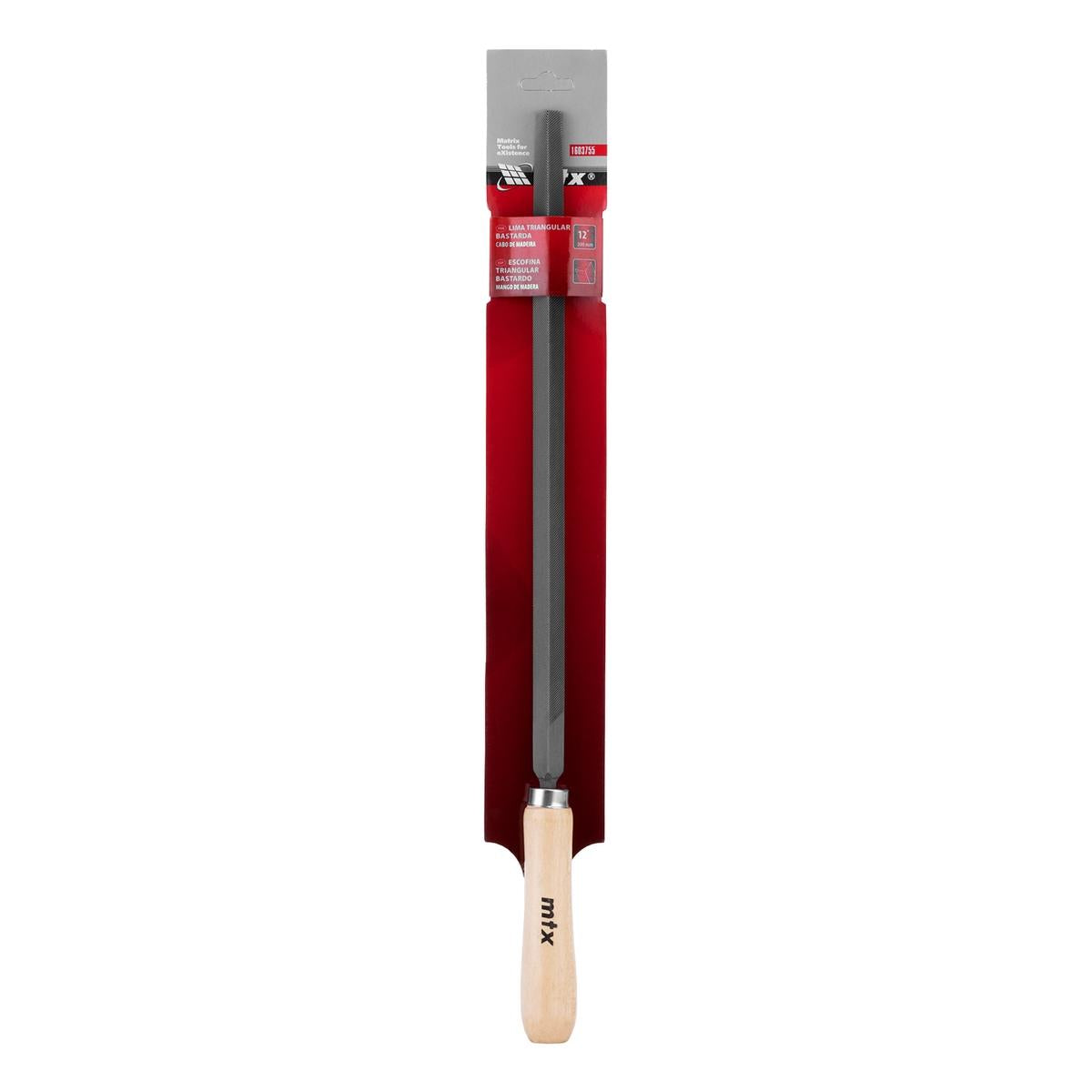 Lima Triangular Bastarda 12'' 300mm Cabo Madeira Aço Carbono MTX