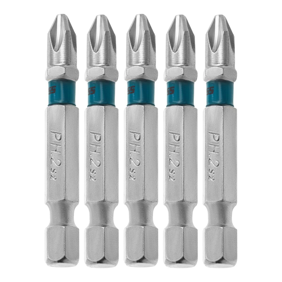 Bits Phillips PH2 50mm 5pcs Aço Liga S2 Resistente Corrosão Gross 1155955