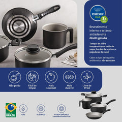 Jogo De Panelas Tramontina Linz Antiaderente Starflon Max 4 Peças Alumínio Espessura 1.2mm e 1.4mm