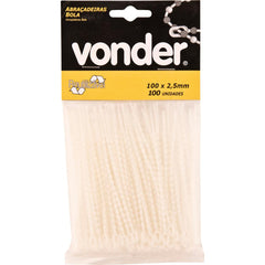 Abraçadeira de Nylon Tipo Bola 100 mm com 100 peças Vonder