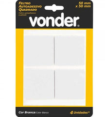 Feltro Adesivo Branco Quadrado 50mm Com 4 Vonder