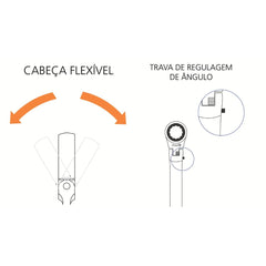 Chave combinada com catraca cabeça flexível 11 mm
