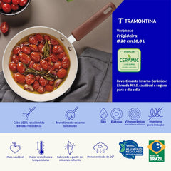 Frigideira Tramontina Veronese Alumínio Reciclado 20 cm 0,8 L Revestimento Cerâmico Cor Argila