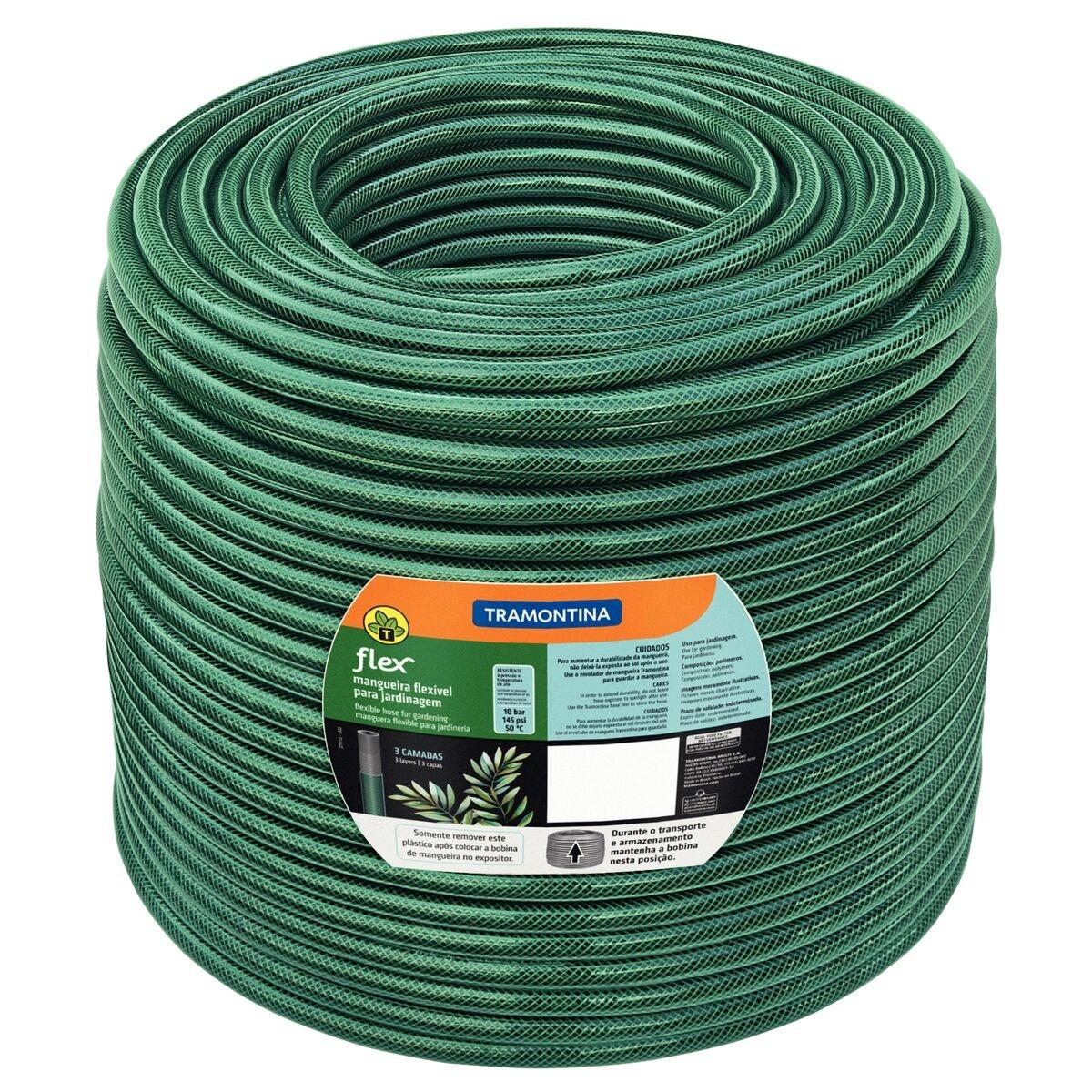 Mangueira Flex Tramontina Verde 300m 3 Camadas PVC Irrigação Jardim Resistente 10 Bar 50°C
