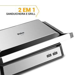 Grill PGR32 Philco Com Chapa Estendida Abertura 180° Revestimento Antiaderente 220V