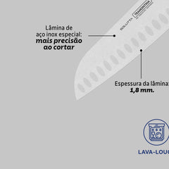 Faca Santoku Tramontina Solutta 7 Polegadas Aço Inox Cabo Policarbonato Fibra De Vidro Profissional