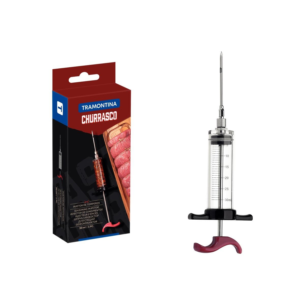 Injetor De Temperos Tramontina 30 Ml Em Aço Inox E Acrílico Para Churrasco E Carnes Assadas