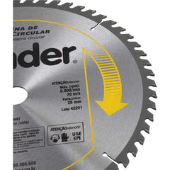Lamina Serra Circular Videa 305X25X60D 305mm 60D 25mm 5000rpm Aço Carbono Nove54
