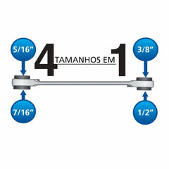 Chave Com Catraca 4 Bocas 9/16''x5/8''x11/16''x3/4'' 72 Dentes Tramontina PRO