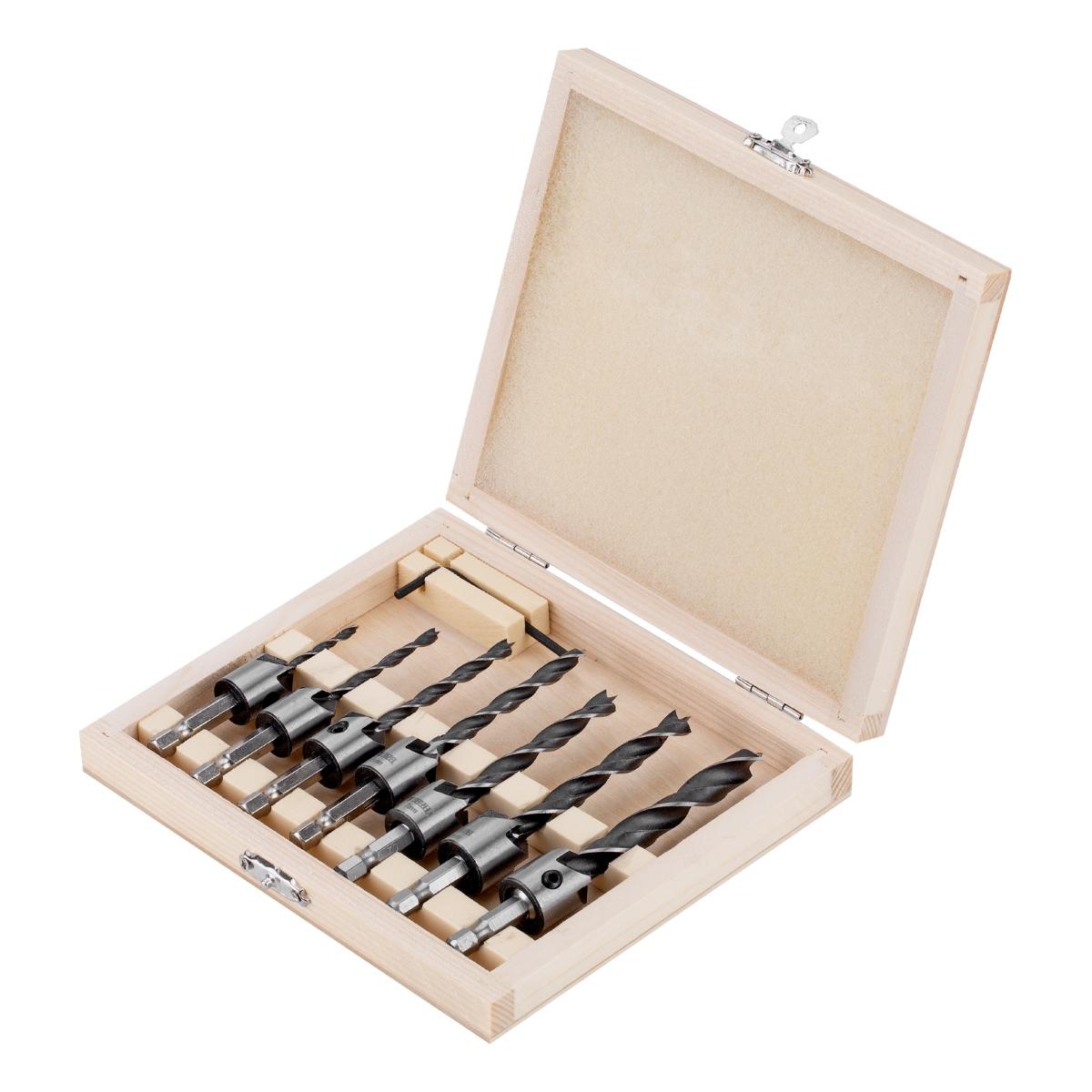 Jogo de Brocas Escareadoras Madeira 3-10mm 7 Peças Denzel Acabamento Profissional