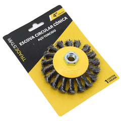 Escova Conica 4'' Aço Torcido Rosca M14 Tradestar