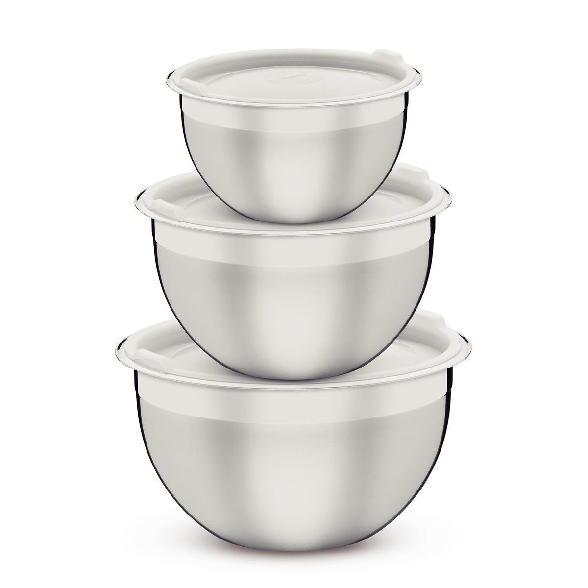 Jogo De Potes Em Aço Inox 3 Peças Com Tampa Plástica Tramontina Cucina