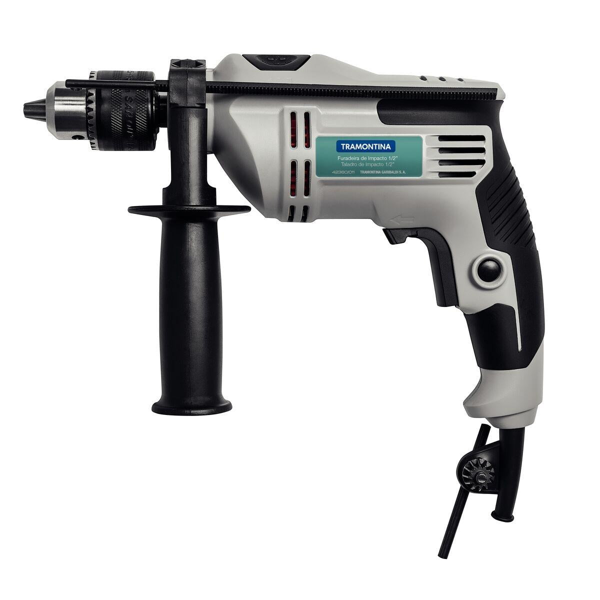 Furadeira de Impacto 500W 1/2'' 220V Tramontina com Empunhadura Auxiliar e Reversão