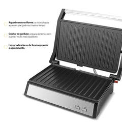 Grill PGR32 Philco Com Chapa Estendida Abertura 180° Revestimento Antiaderente 220V