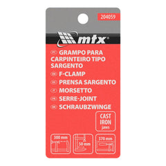 Grampo Carpinteiro Sargento 300x50x370mm F MTX 1PC Braçadeira em Aço Resistente