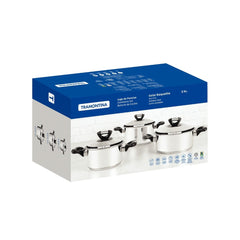 Jogo De Panelas 3 Peças Tramontina Solar Baquelite Aço Inox Fundo Triplo Indução