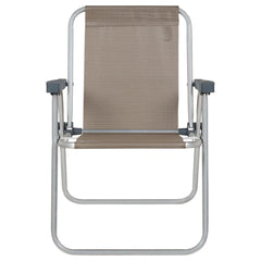 Cadeira de Praia Alta Lazy em Alumínio Bege Bel Dobrável Suporta até 110kg