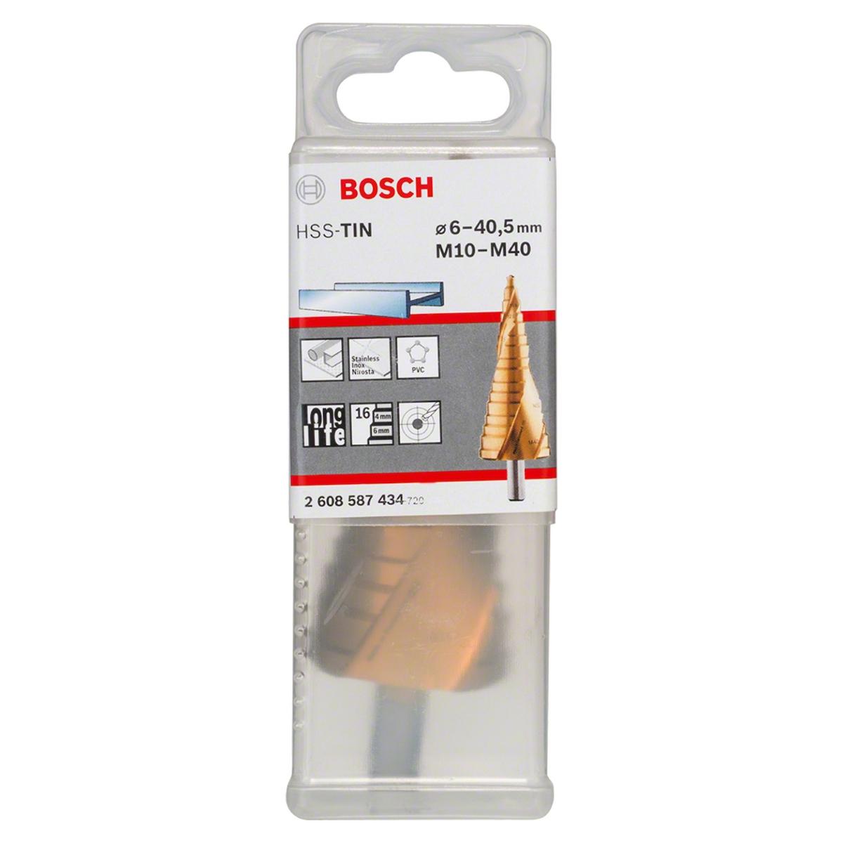 Broca Escalonada P/Metal Bosch Hss-Tin 6-40,5mm 16 Diâmetros