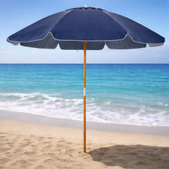 Guarda-Sol Praia Jardim Azul Marinho Bagum Haste Madeira 2,20m Bel Guarapari