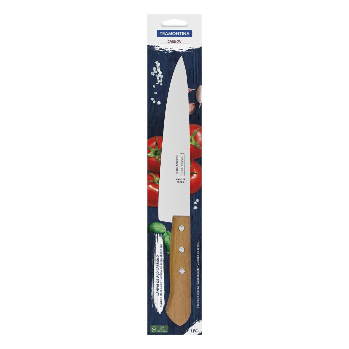 Faca Peixeira E Cozinha Tramontina Aço Carbono 8 Polegadas 20cm Cabo Madeira Profissional Original