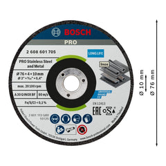 Disco De Desbaste Bosch Pro Stainlesssteel&Metal 76mm 5Un