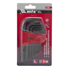 Jogo De Chave Allen Curta 1,5 - 10mm Crv 9 Peças Oxidado Preto Mtx 112269