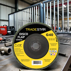 Disco Flap 180 mm G40 Fibra Cônico Aço Tradestar