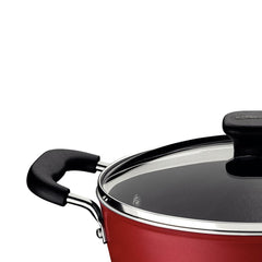 Caldeirão Tramontina Sicília Alumínio 24 Cm 5,7 L Vermelho Com Tampa De Vidro Starflon Excellent