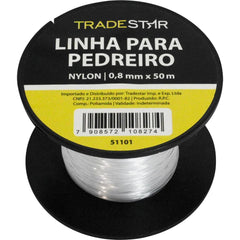 Linha Pedreiro Nylon 0,8 mm 50 Metros Transparente Tradestar