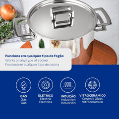 Caldeirão Tramontina Brava Aço Inox Fundo Triplo 24 Cm 7,7 L Indução