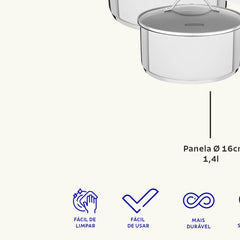 Jogo De Panelas Aço Inox 3 Pç Fundo Triplo Indução Linha Una Tramontina