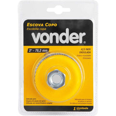 Escova Copo 3'' Rosca M14 12500Rpm Aço Inox Ondulado Vonder