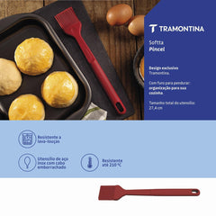 Pincel Culinário Tramontina Softta De Silicone Vermelho Resistente Até 210 Graus Celsius Antiaderente