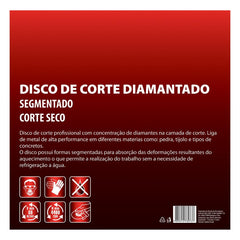 Disco Corte Segmentado Diamantado 350x25.4mm Corte Seco com Anel Redutor MTX