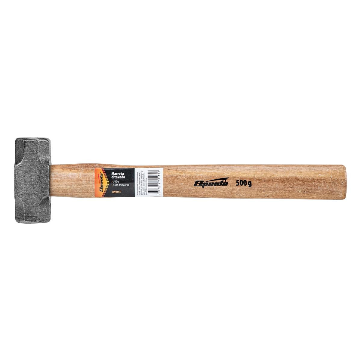 Marreta Oitavada Cabo Madeira 500g Sparta 1090155 Aço 45 HRC 40-50