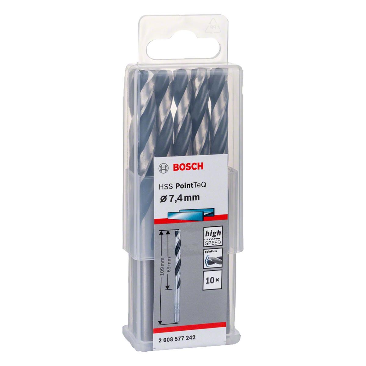 Broca Metal Bosch Aço Rápido Hss-Pointteq 7,4mm 10 Peças