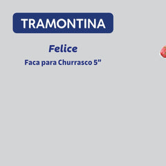 Faca Para Churrasco Tramontina Felice 5 Polegadas Aço Inox Fio Liso Cabo Polipropileno Preto